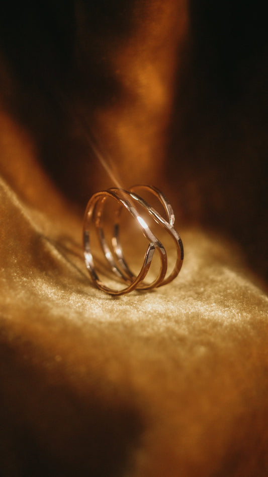 Small Curved Wraparound Ring, Solid 14K Gold