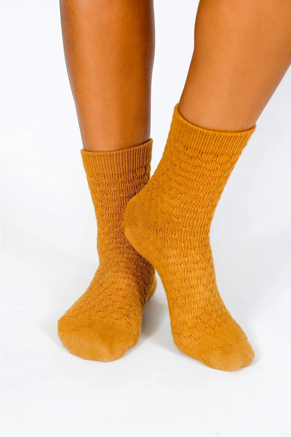 Orange Knit Ankle Socks