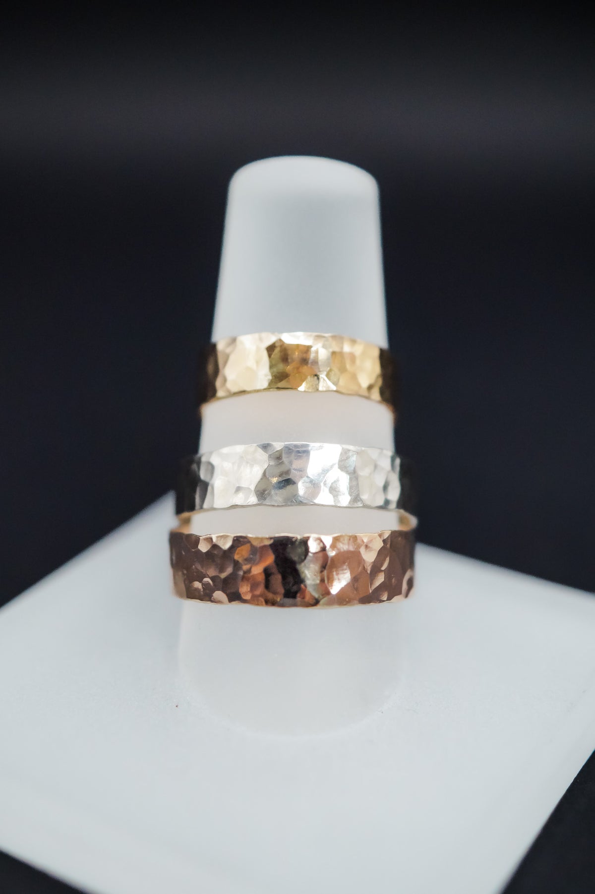 Pebbled Essential Set of 3 Stacking Rings, Gold Fill, Rose Gold Fill or Sterling Silver