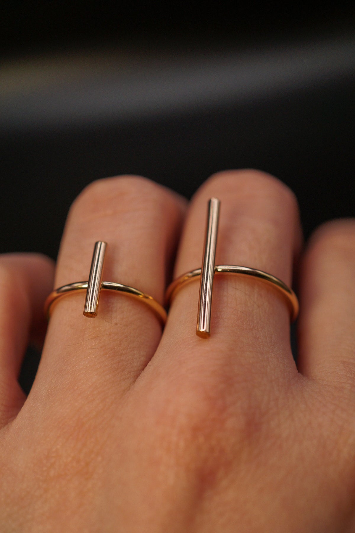 Double Bar Set of 3 Stacking Rings, Gold Fill, Rose Gold Fill or Sterling Silver