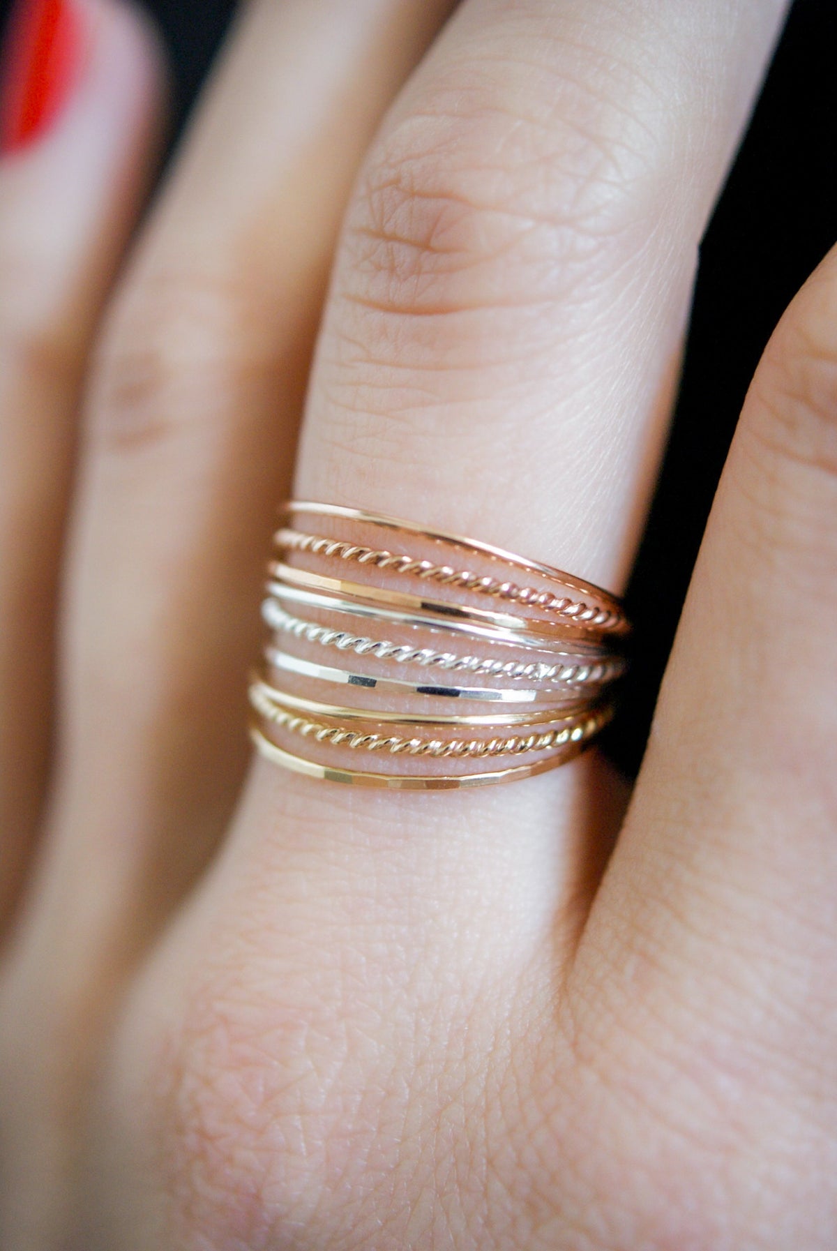Twist Set of 3 Stacking Rings, Sterling Silver