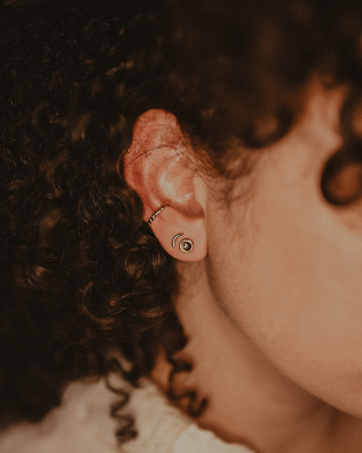 Crater Stud Earrings, Solid Gold or Rose Gold