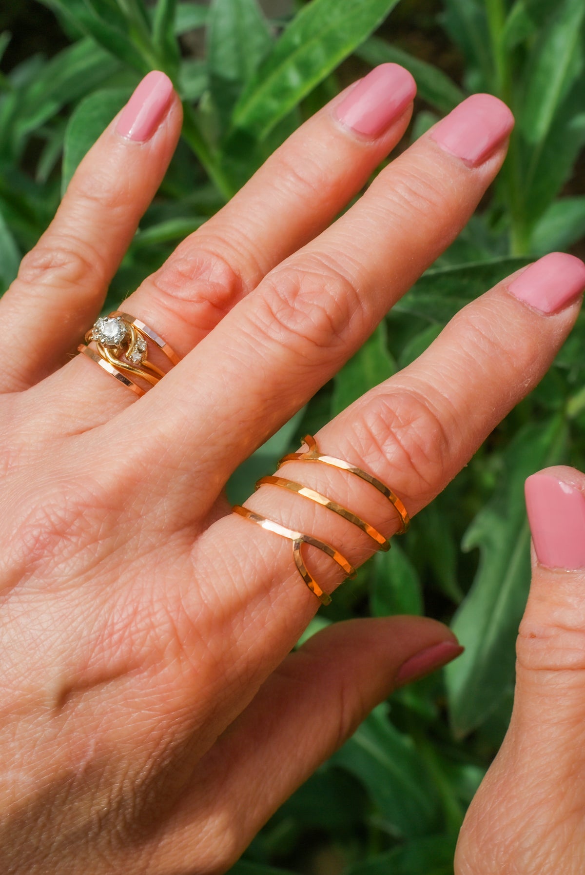 Curved Wraparound Ring, Solid 14K Gold