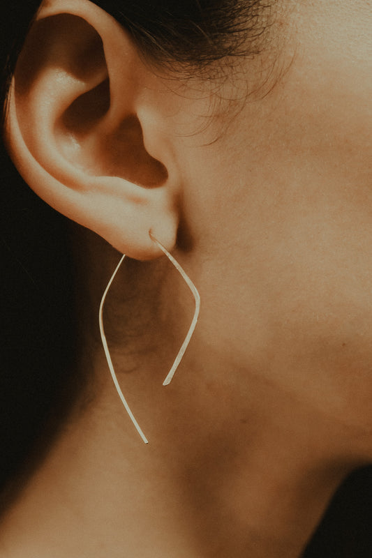 Teardrop Threader Hoop Earrings, Gold Fill, Rose Gold Fill, or Sterling Silver