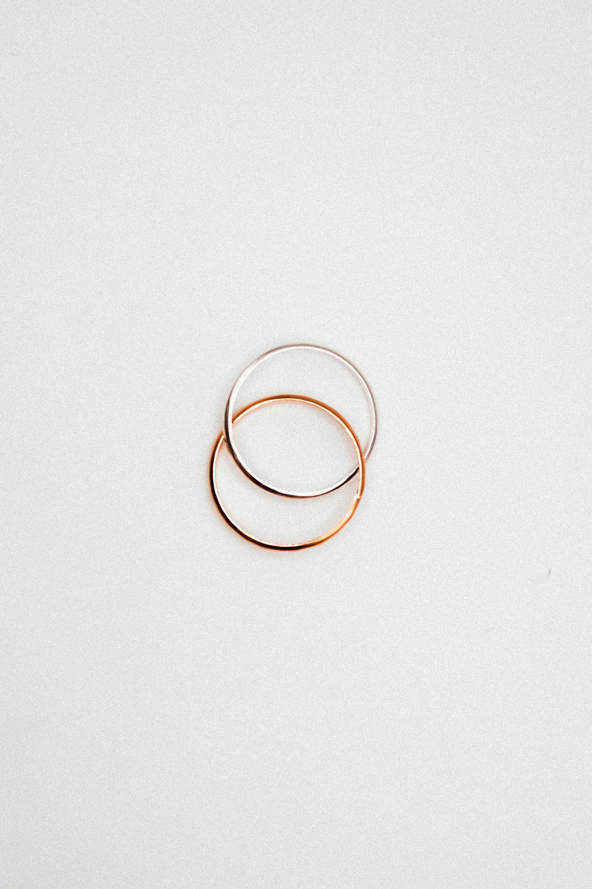 Thick Interlocking Set of 2 Rings, Sterling Silver & Rose Gold Fill