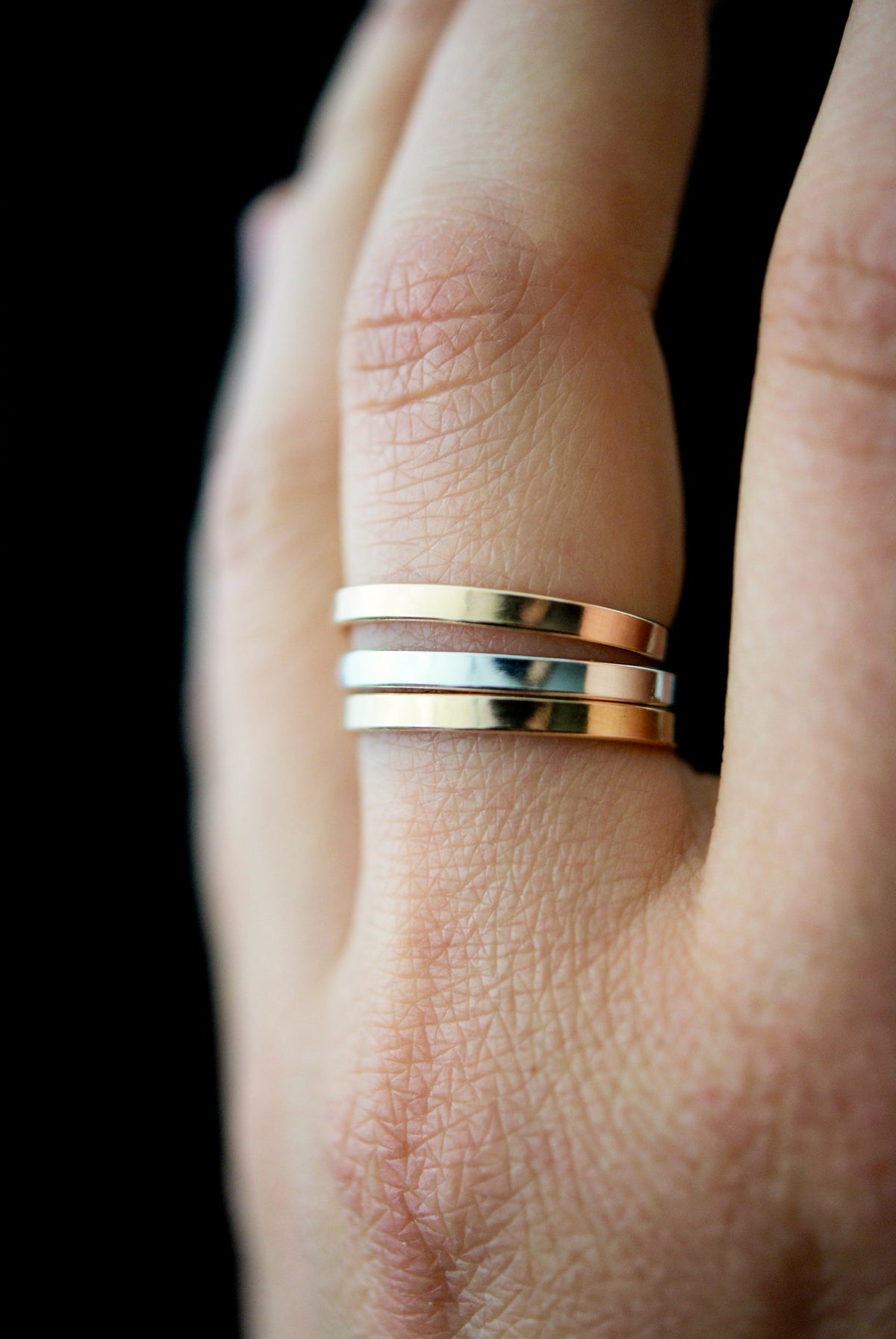 Custom Date Engraved Mirror Band, 14K Gold Fill, Rose Gold Fill or Sterling Silver