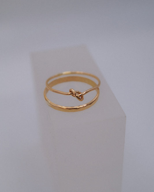 Extra Thick Closed Knot Set of 2 Stacking Rings, Gold Fill, Rose Gold Fill or Sterling Silver