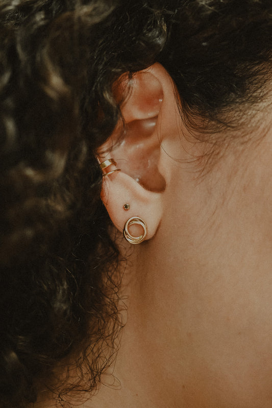 Interlocking Stud Earrings in Solid 14K Gold or Rose Gold