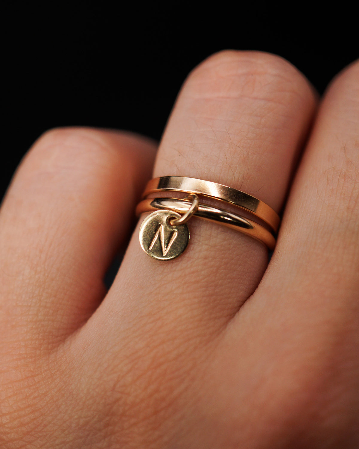 Monogram Charm Ring, 14K Gold Fill