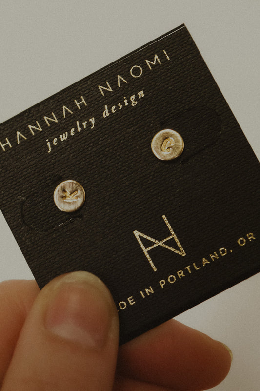 Monogram Dot Stud Earrings in 14K Gold Fill
