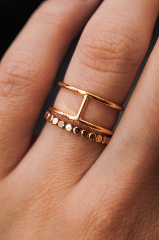Mini Cage Set of 2 Stacking Rings, Gold Fill, Rose Gold Fill or Sterling Silver