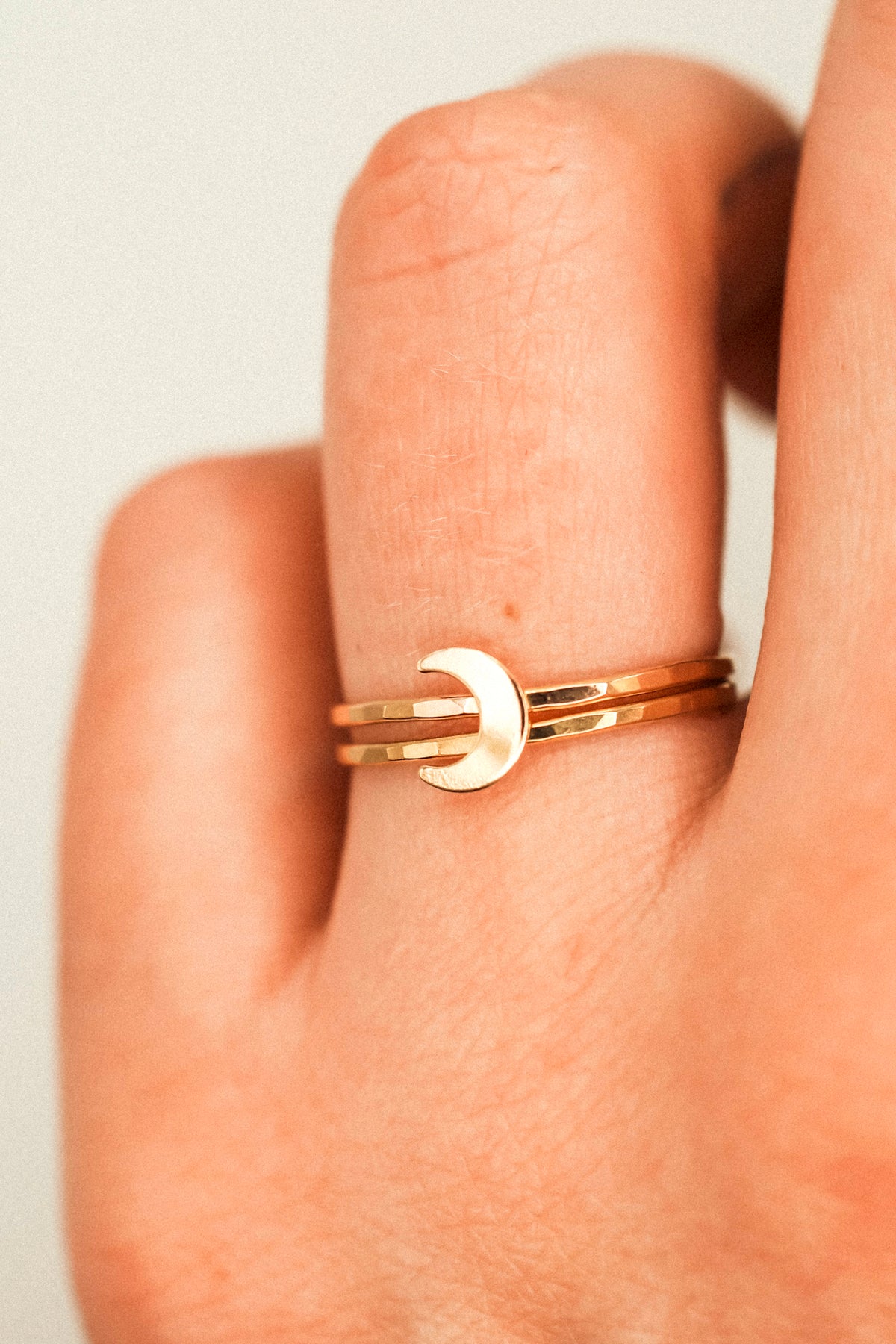 Moon Set of 2 Stacking Rings, 14K Gold Fill