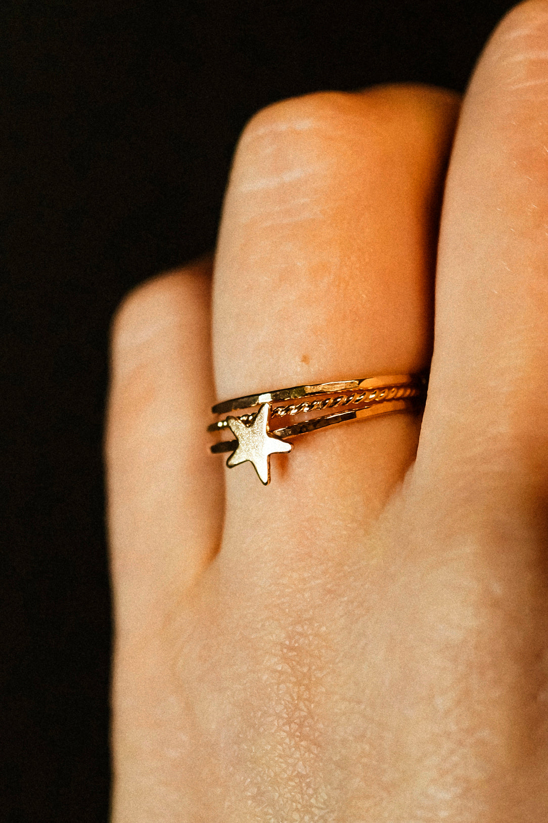 Star Set of 3 Stacking Rings, 14K Gold Fill