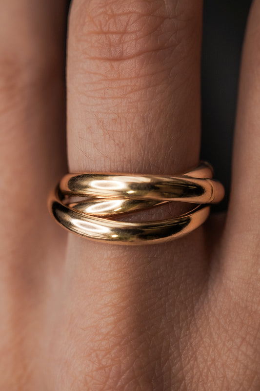 Chunky Interlocking Ring Set of 3, 14K Solid Gold