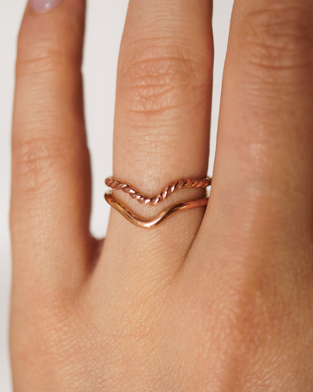 Twist Teardrop Set of 2 Stacking Rings in Gold, Rose Gold or Silver
