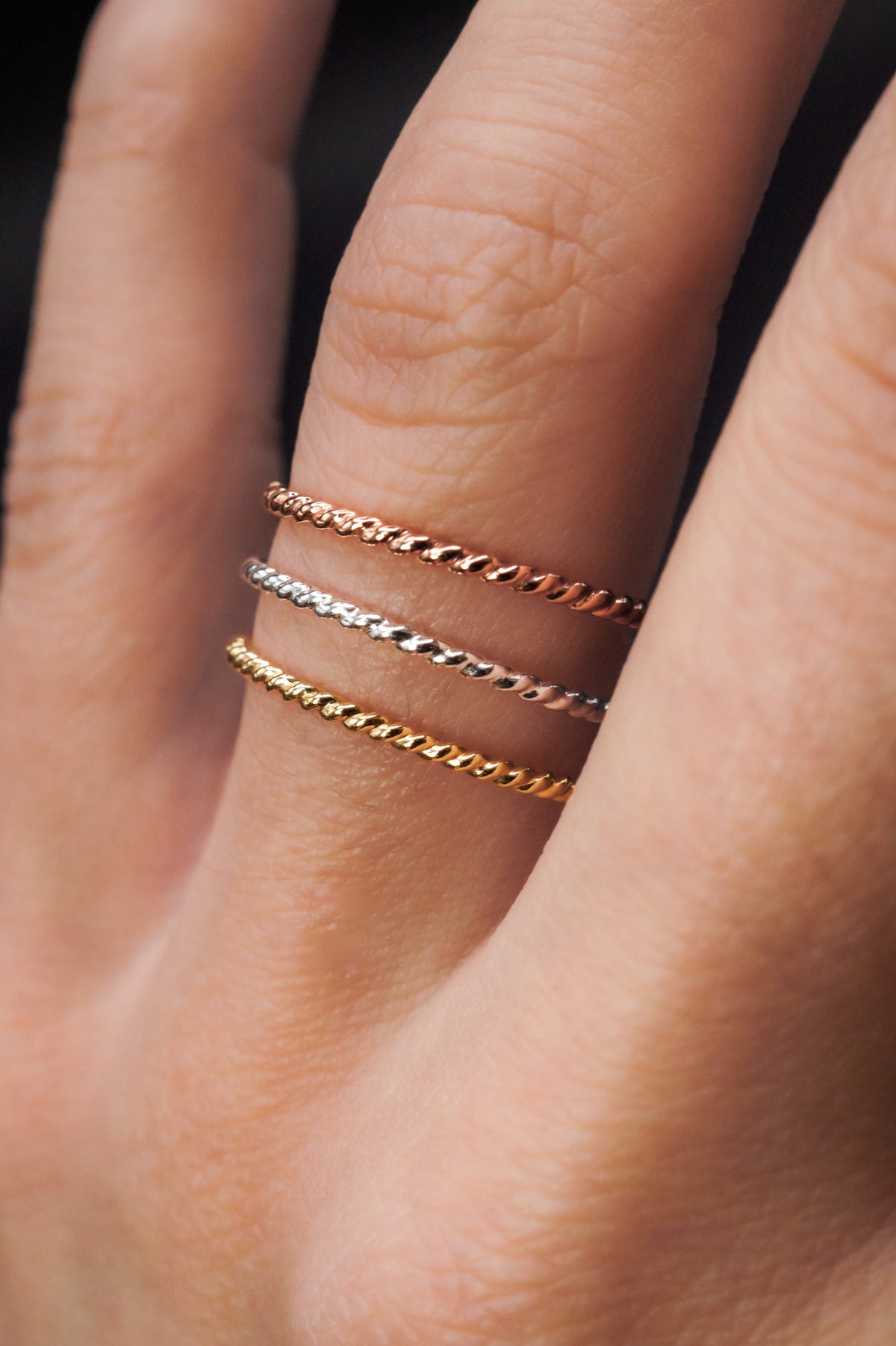 Twist Ring, Solid 14K Rose Gold