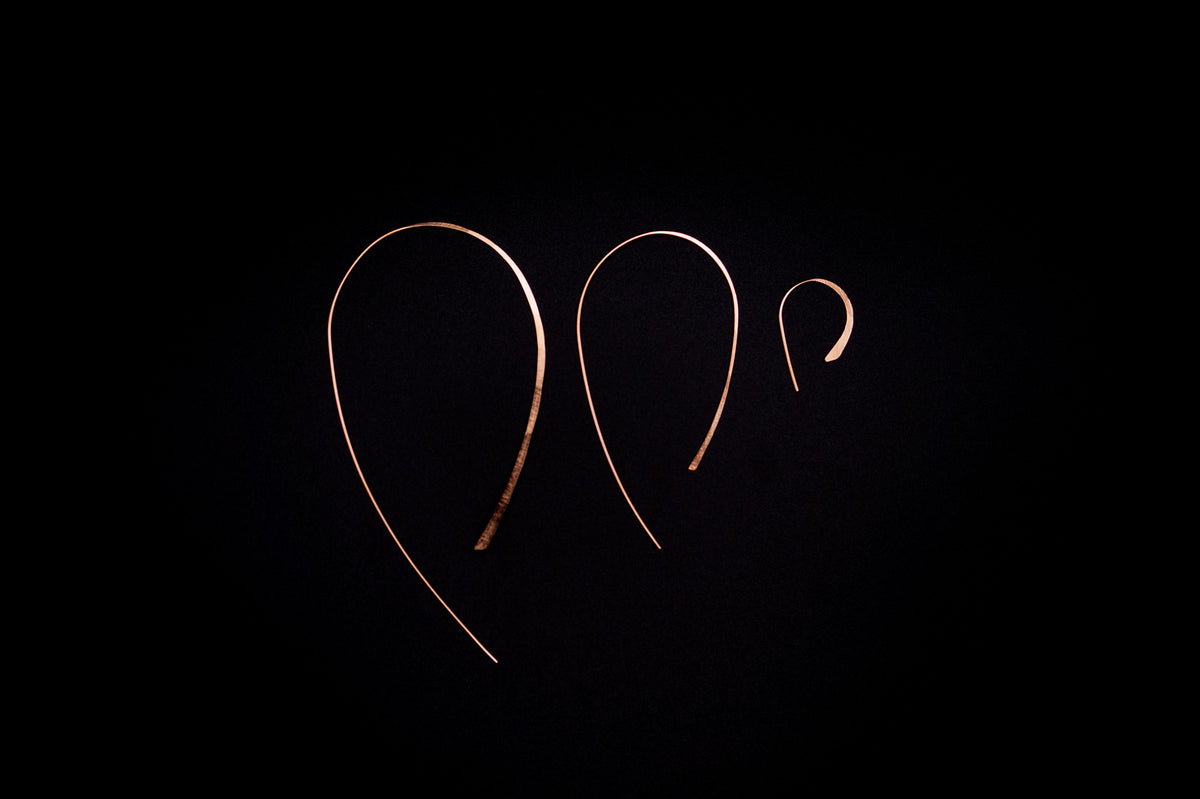 U-Shaped Threader Hoop Earrings in Solid 14K Gold, Rose or White Gold