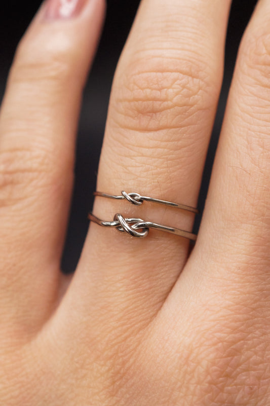 Closed Knot Ring, Solid 14K White Gold