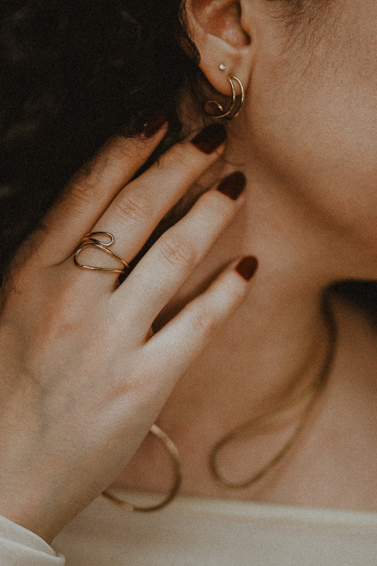 Wave Cuff Ring, 14K Gold Fill