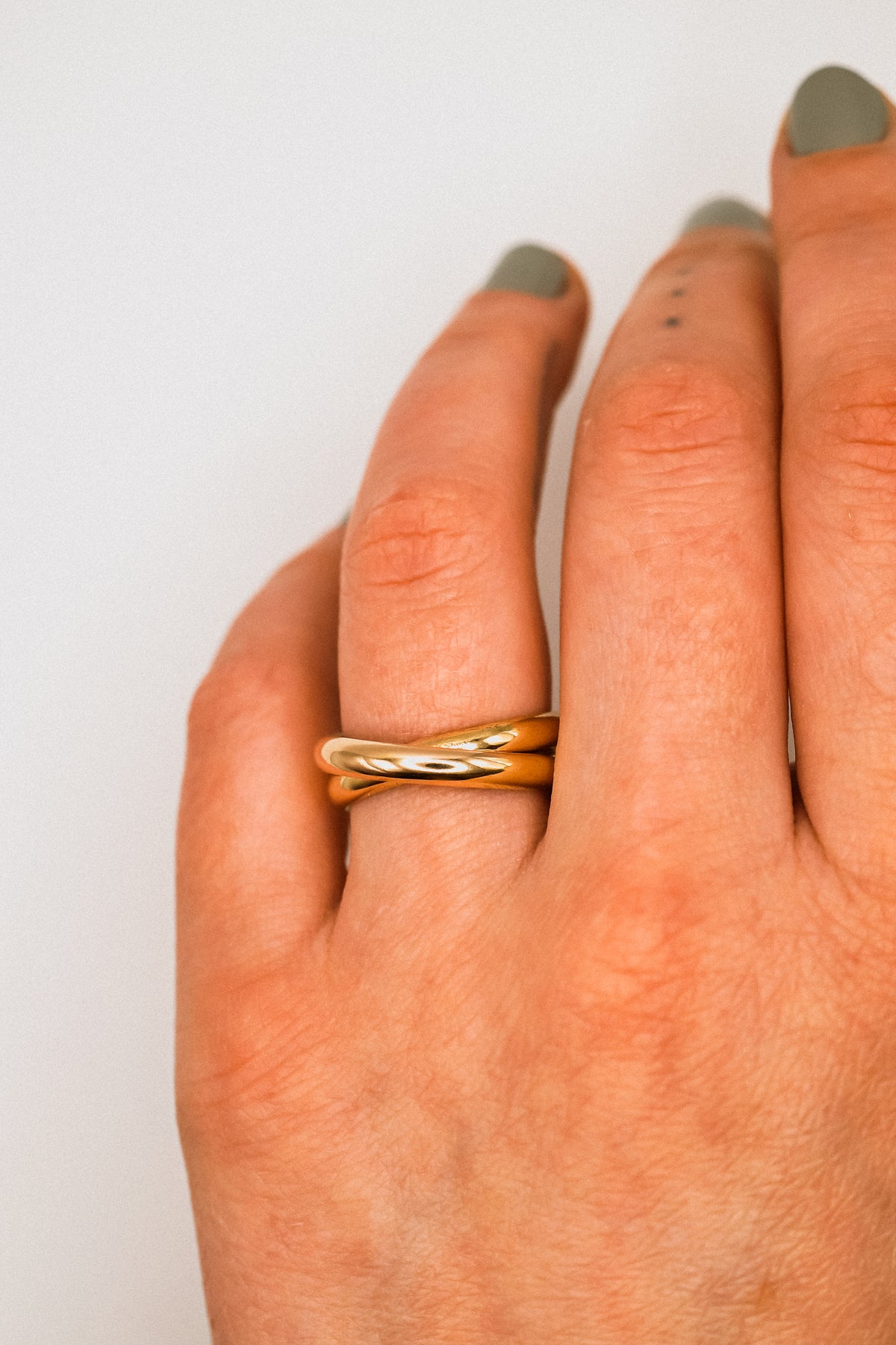 Chunky Interlocking Ring Set of 2, Solid 14K Gold