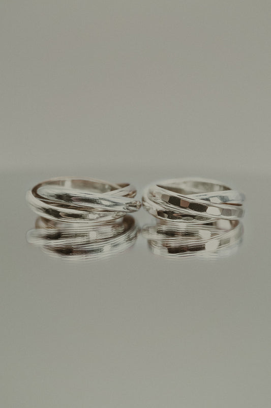 Chunky Interlocking Ring Set of 3, Sterling Silver