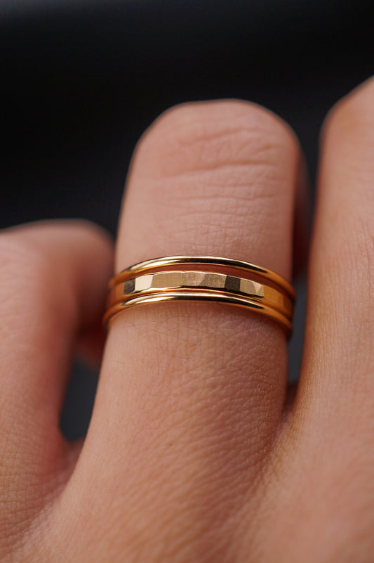 Extra Thick and Medium Thick Set of 3 Stacking Rings, Gold Fill, Rose Gold Fill or Sterling Silver