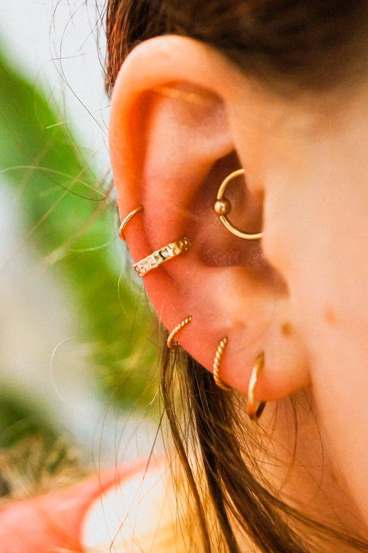 Mirror Ear Cuff, Solid 14K Gold