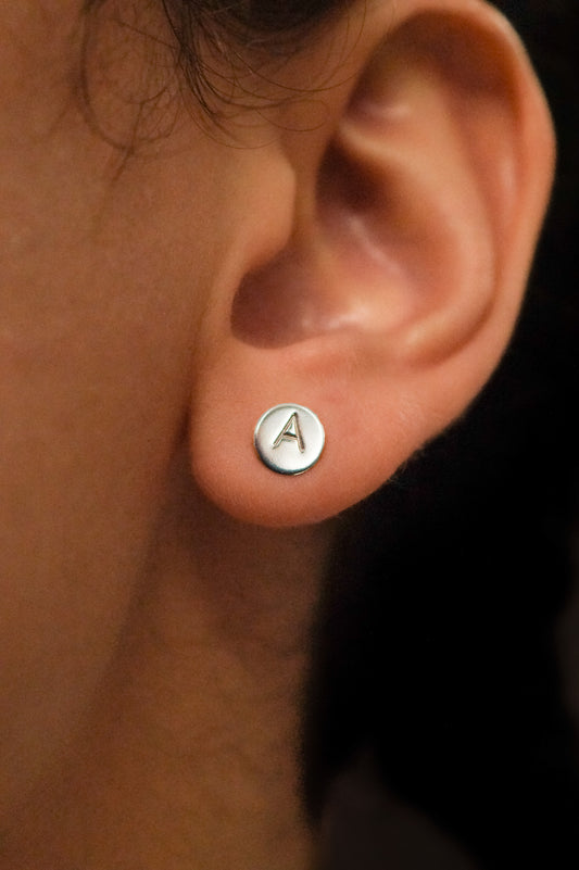 Monogram Dot Stud Earrings in Sterling Silver