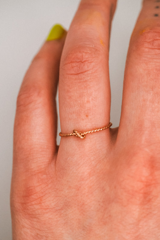 Twist Closed Knot Ring, Solid 14K Rose Gold