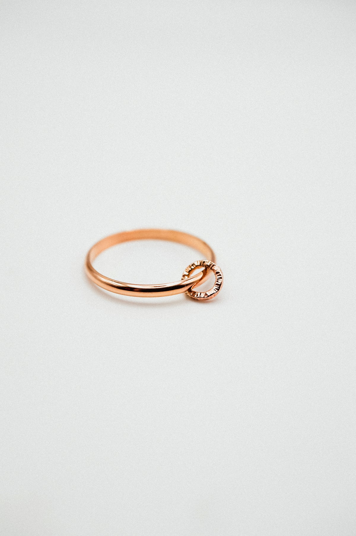 Solitaire Sparkle Link Ring, 14K Rose Gold Fill