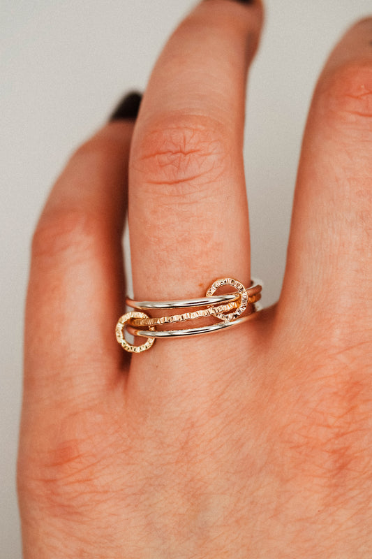 Sparkle Ladder Link Ring, Mixed Metal