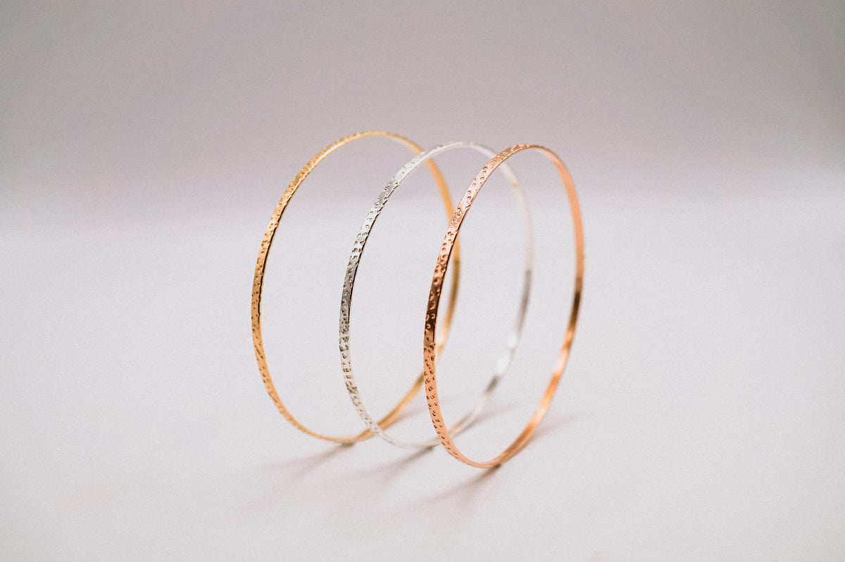 Speckled Bangle Bracelet, Gold Fill, Rose Gold Fill or Sterling Silver