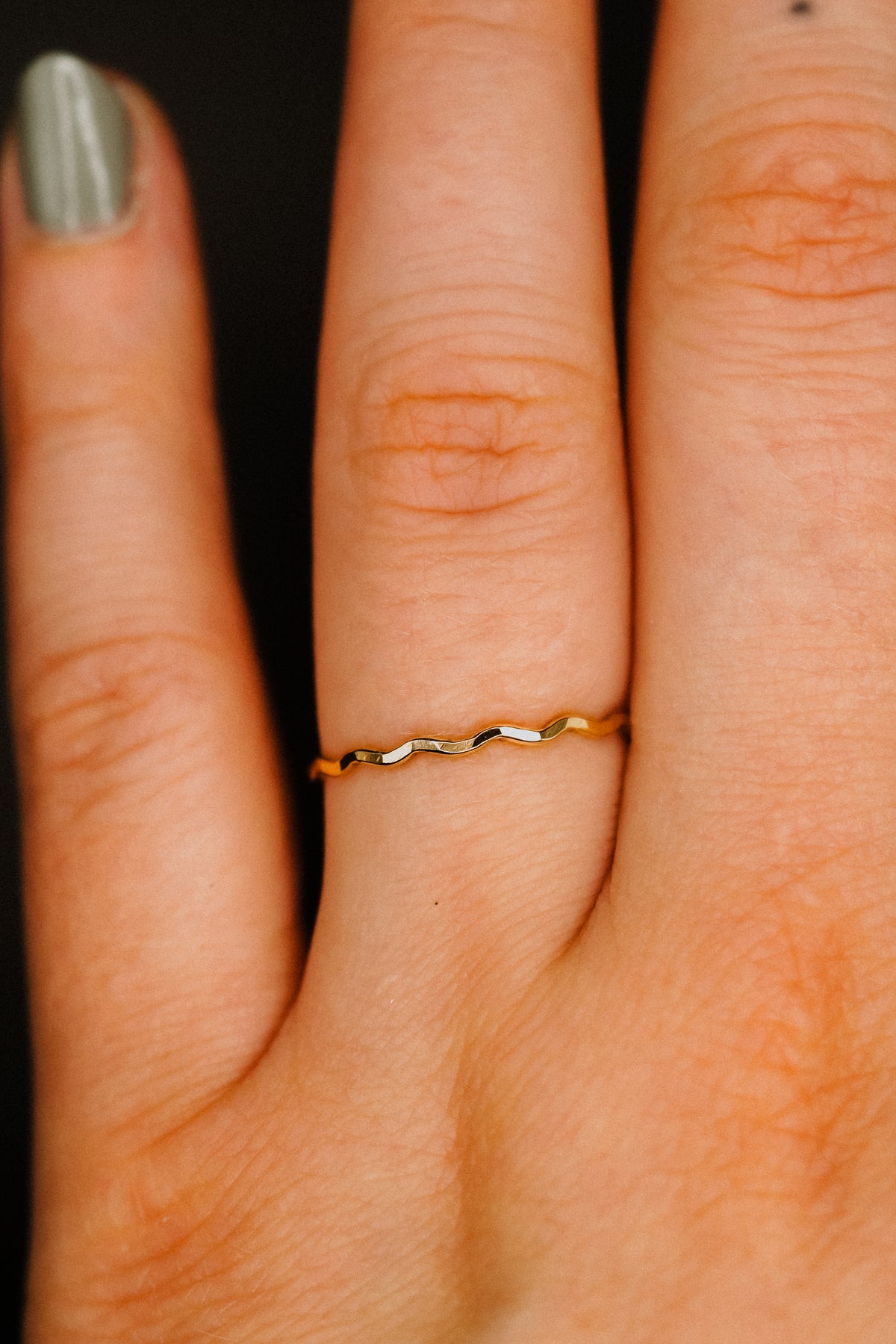 Squiggle Ring, Solid 14K Gold
