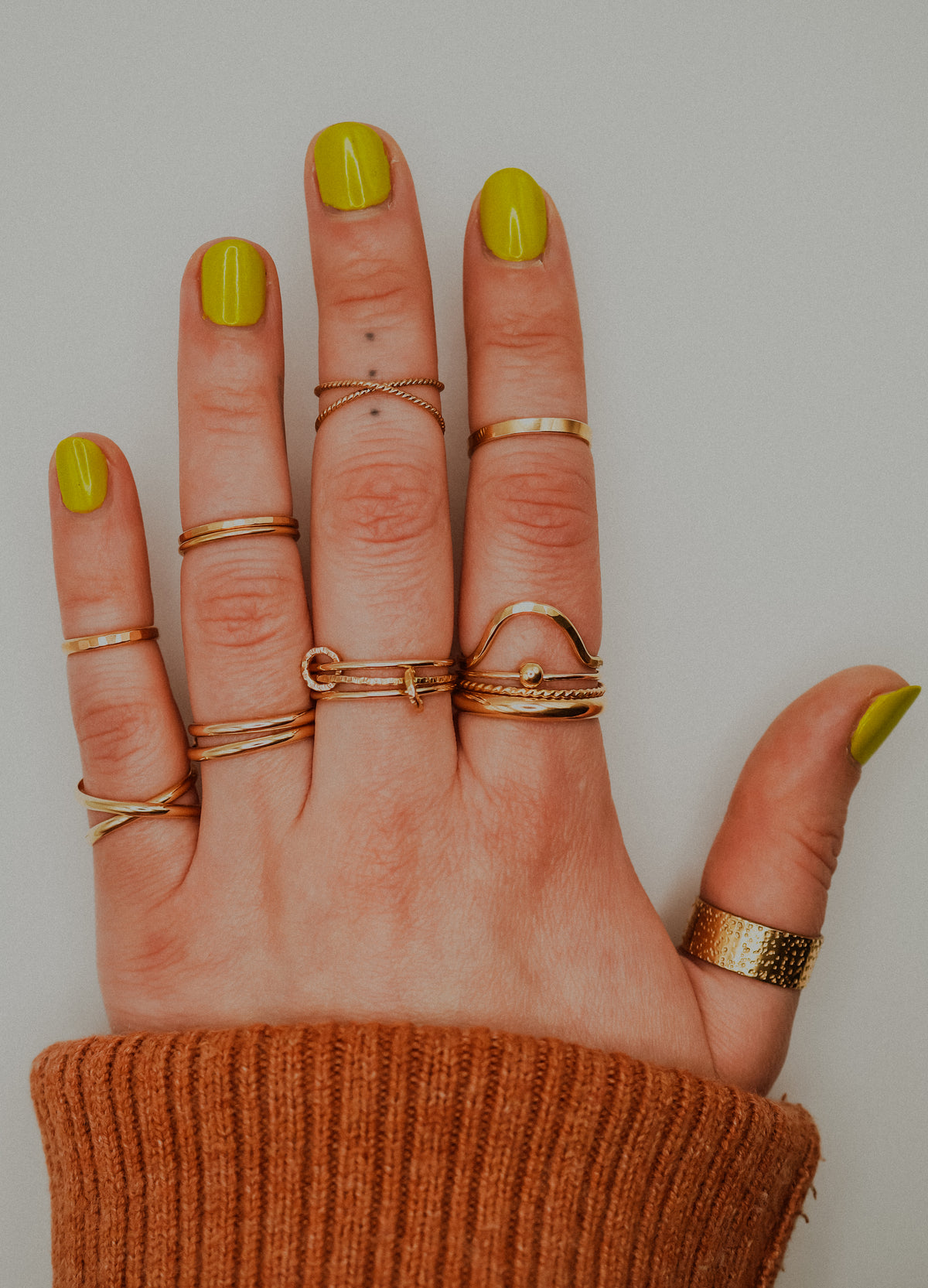 Solitaire Sparkle Link Ring, 14K Gold Fill