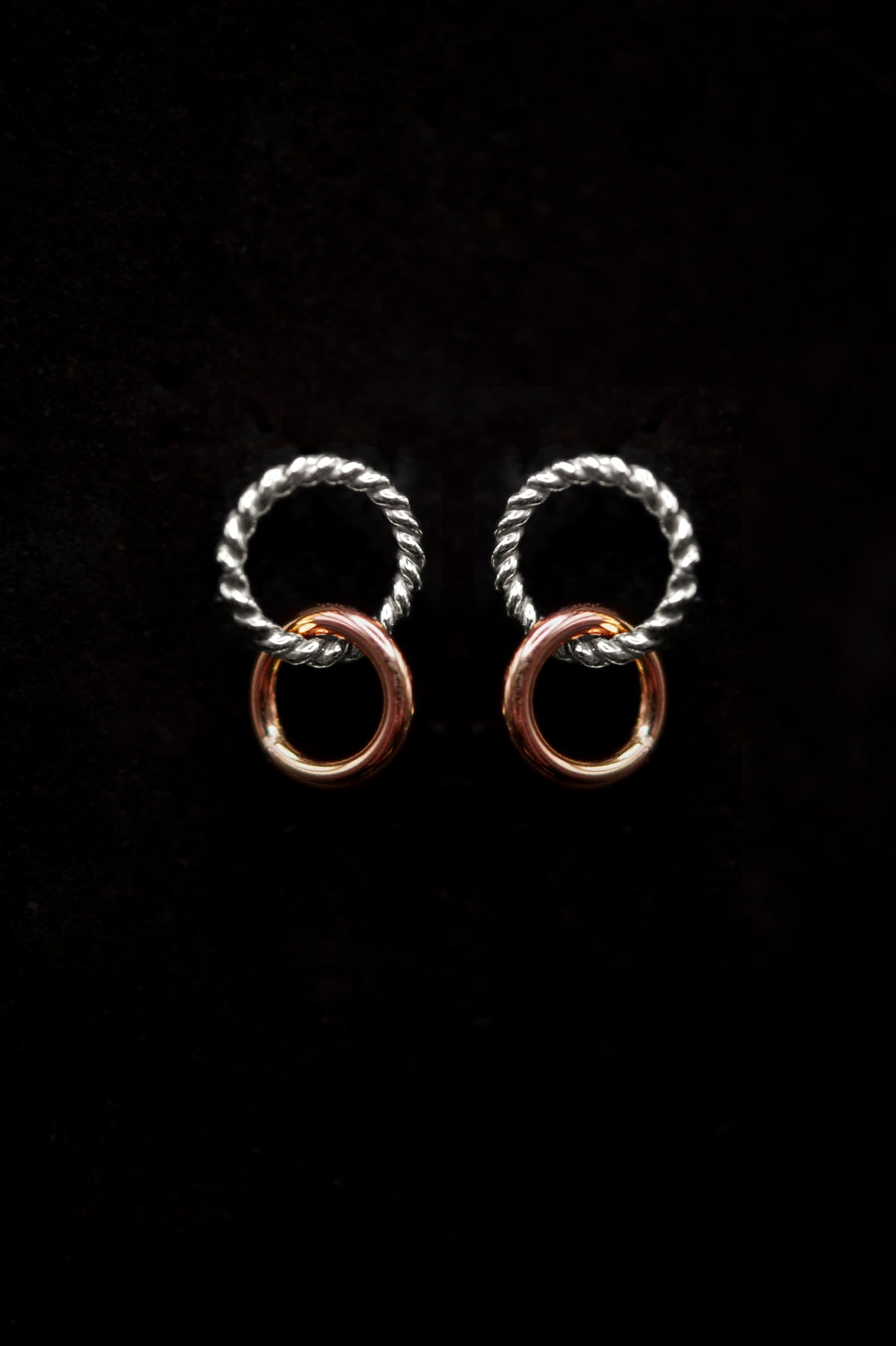 Mixed Texture Link Stud Earrings, Gold Fill, Rose Gold Fill, or Sterling Silver