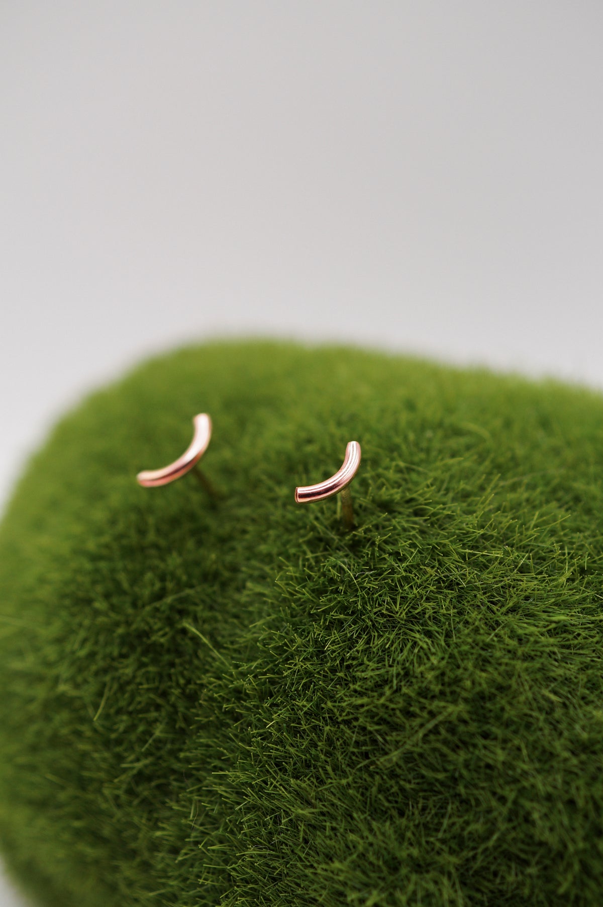 Tiny Arc Stud Earrings in Solid 14k Gold or Rose Gold
