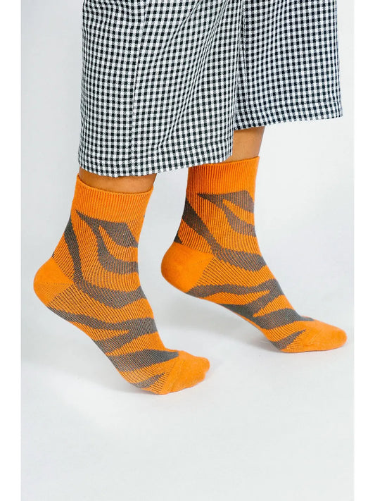 Orange Zebra Ankle Socks
