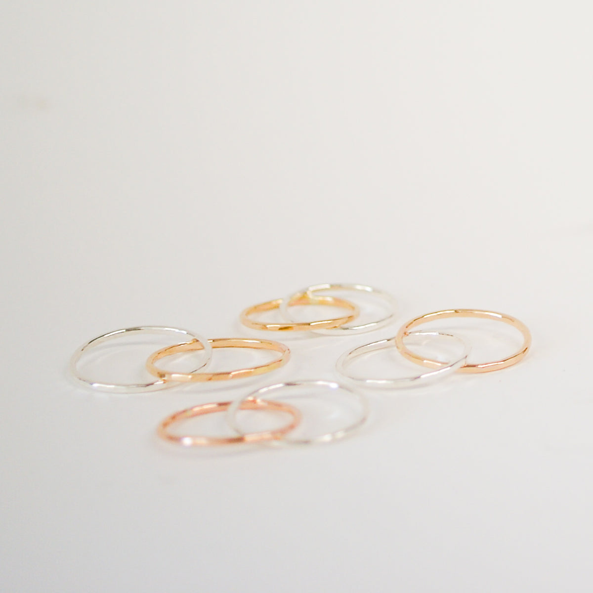 Thin Interlocking Set of 2 Rings, Mixed Metals
