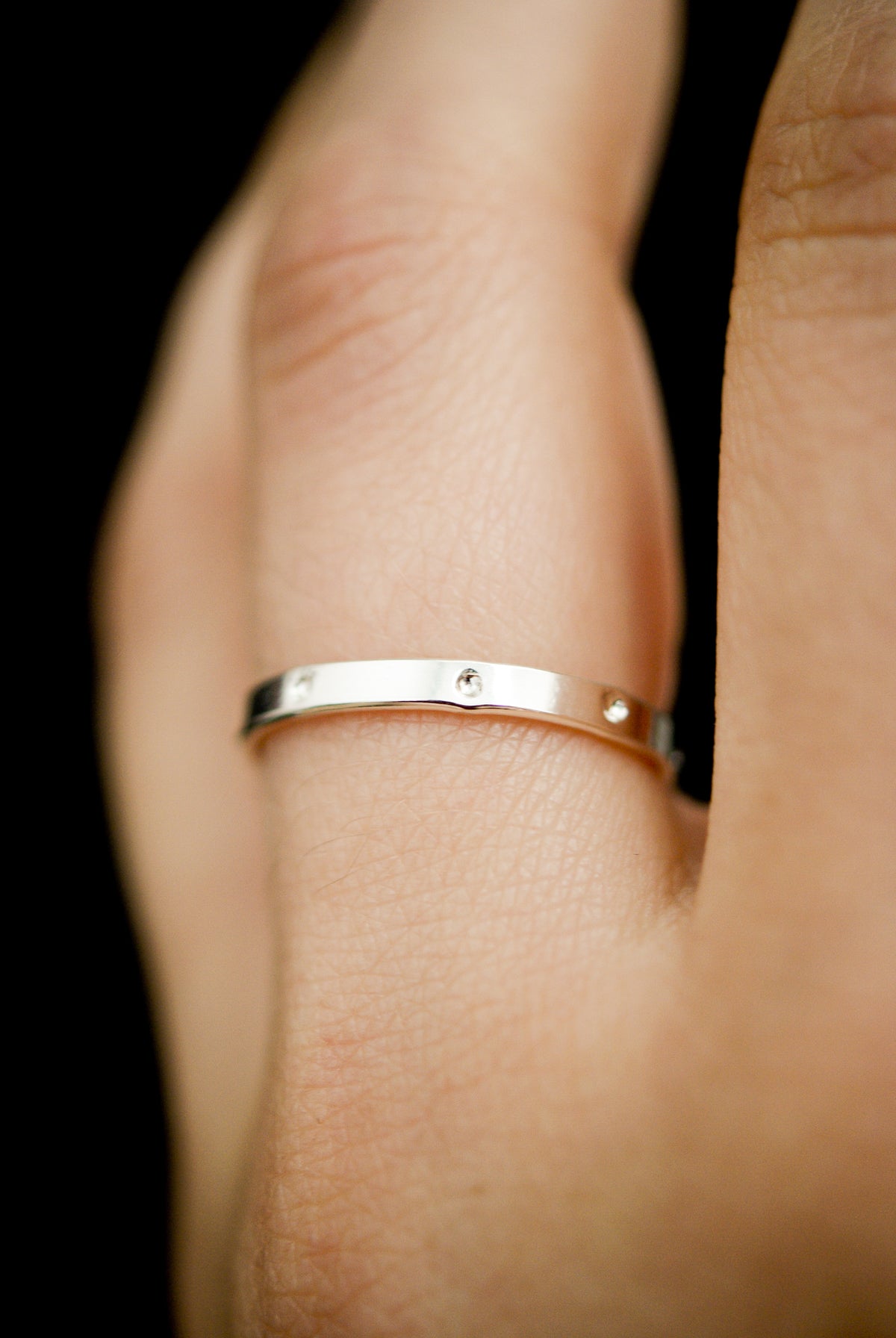 Dotted Mirror Band, Sterling Silver