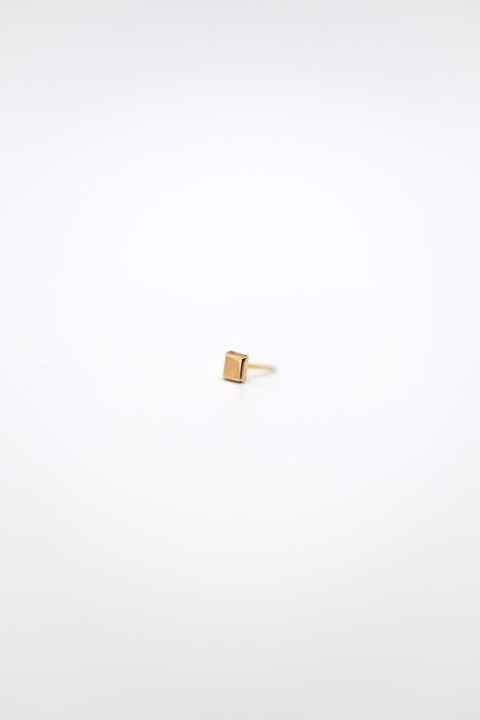 Square Mirror Flat Back Stud Earring, Solid Gold