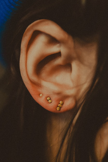 Hammered Bead Flat Back Stud Earring