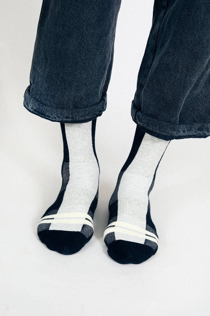 Men's Dark Color Block Crew Socks