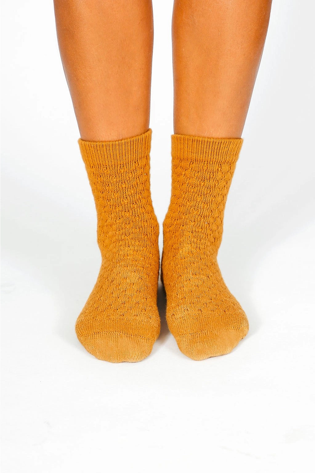 Orange Knit Ankle Socks