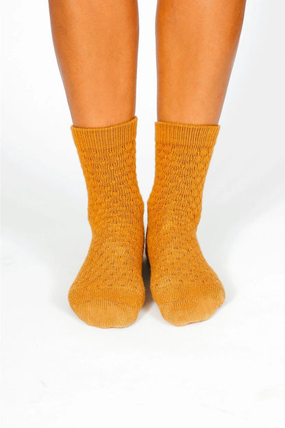 Orange Knit Ankle Socks