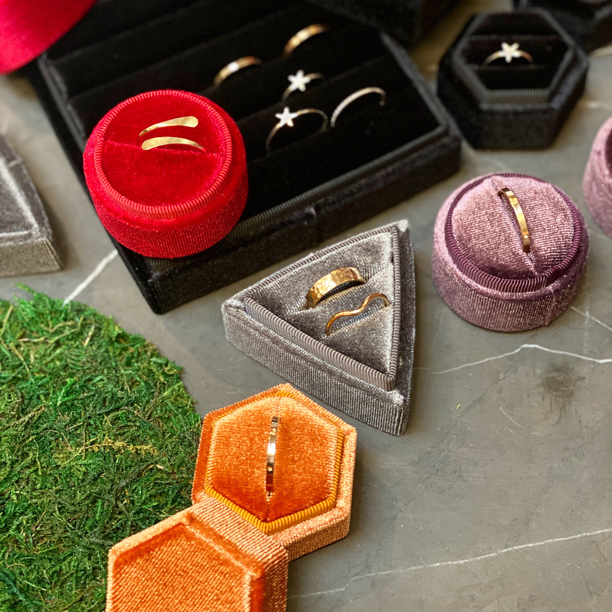 Hexagon Velvet Ring Box