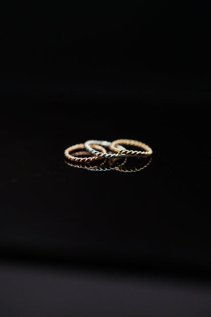 Twist Huggie Hoop Earring in Solid 14K Rose Gold