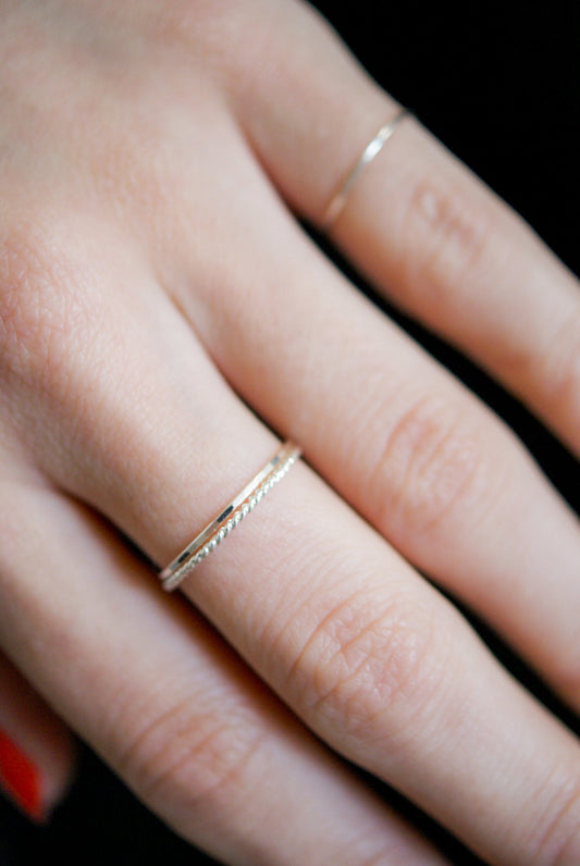 Twist Set of 3 Stacking Rings, Sterling Silver