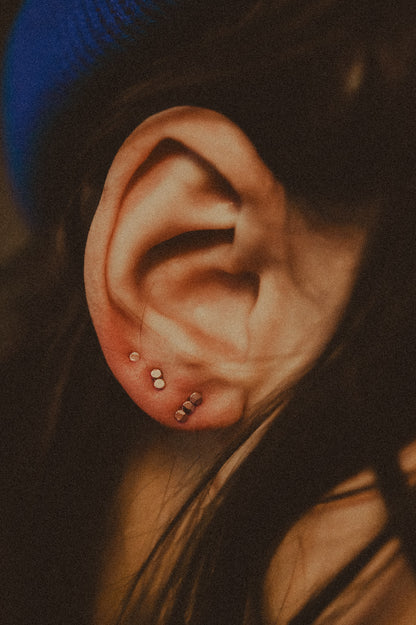 Hammered Bead Flat Back Stud Earring
