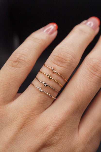 Closed Knot Ring, Solid 14K White Gold