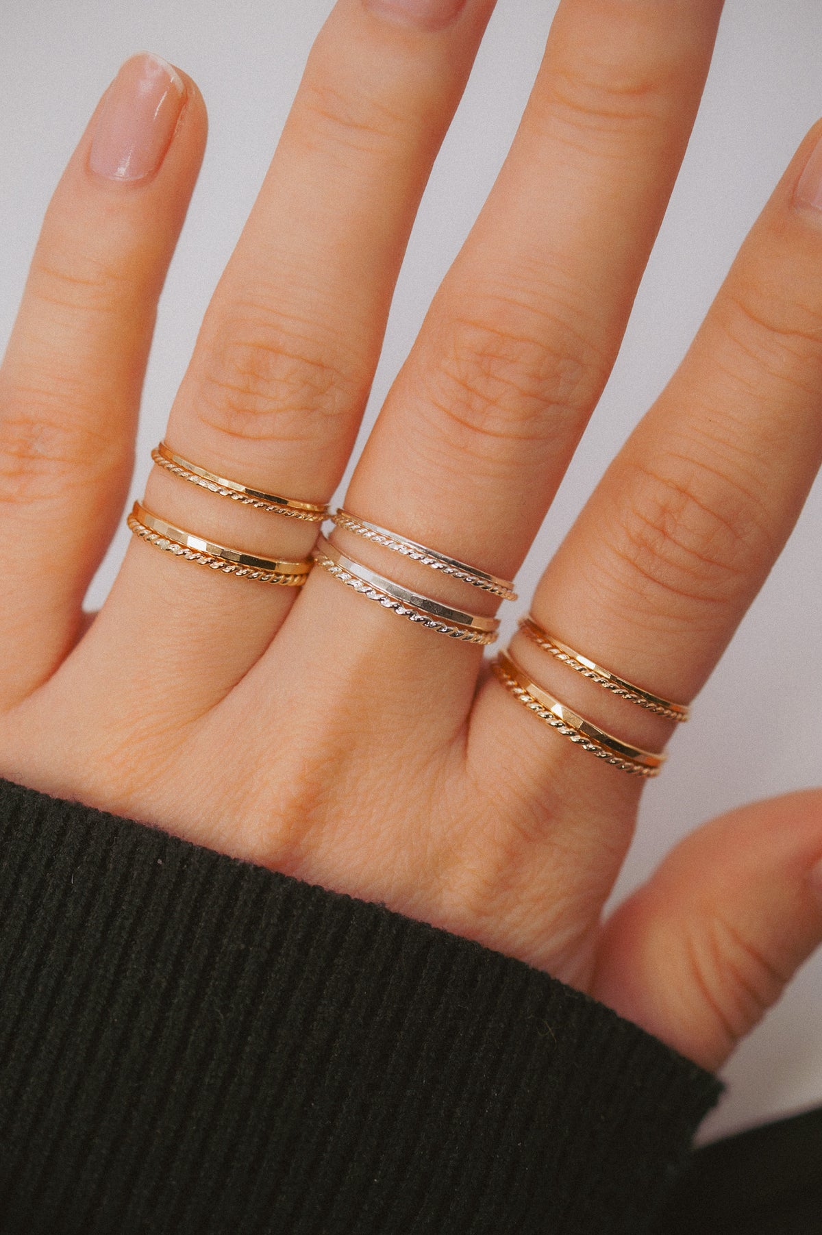 Twist Set of 2 Stacking Rings, 14K Gold Fill